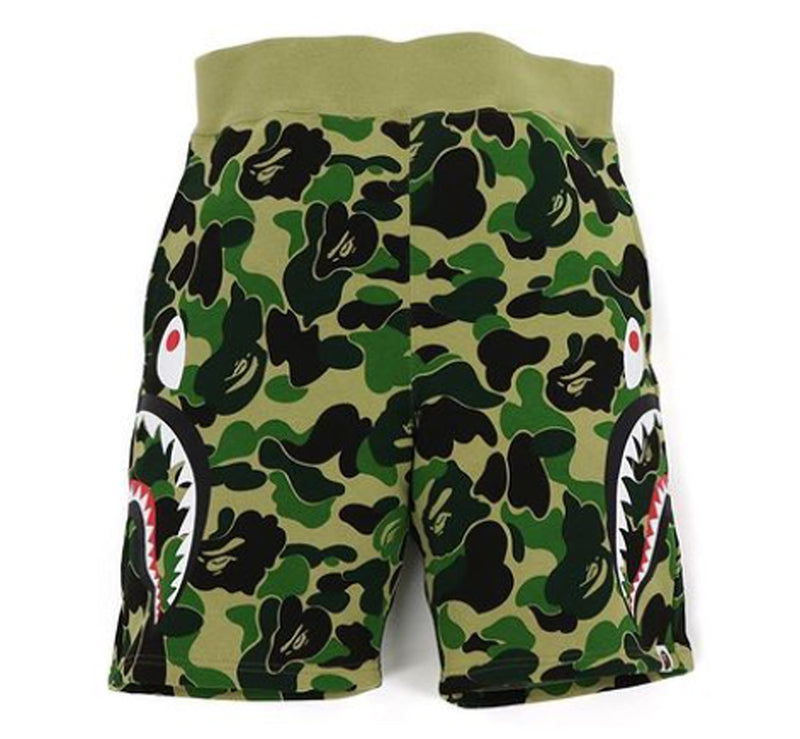 A BATHING APE BIG ABC CAMO SIDE SHARK SWEAT SHORTS