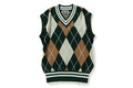 A BATHING APE Ladies' APE EMBROIDERY ARGYLE KNIT VEST