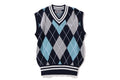 A BATHING APE Ladies' APE EMBROIDERY ARGYLE KNIT VEST