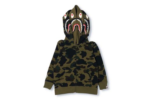 A BATHNIG APE BAPE KIDS 1ST CAMO SHARK ZIP DOUBLE HOODIE