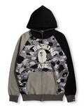 A BATHING APE Ladies' STA CAMO RAGLAN OVERSIZED ZIP HOODIE