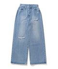 A BATHING APE Ladies' DAMAGED HIGHWAIST WIDE DENIM PANTS