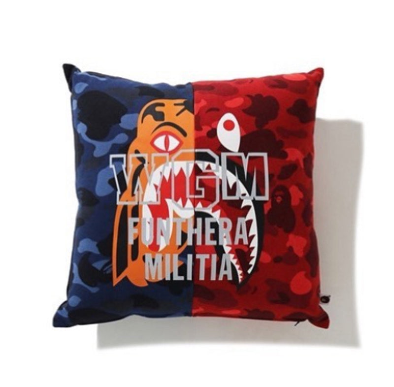 A BATHING APE COLOR CAMO TIGER SHARK HALF SQUARE CUSHION