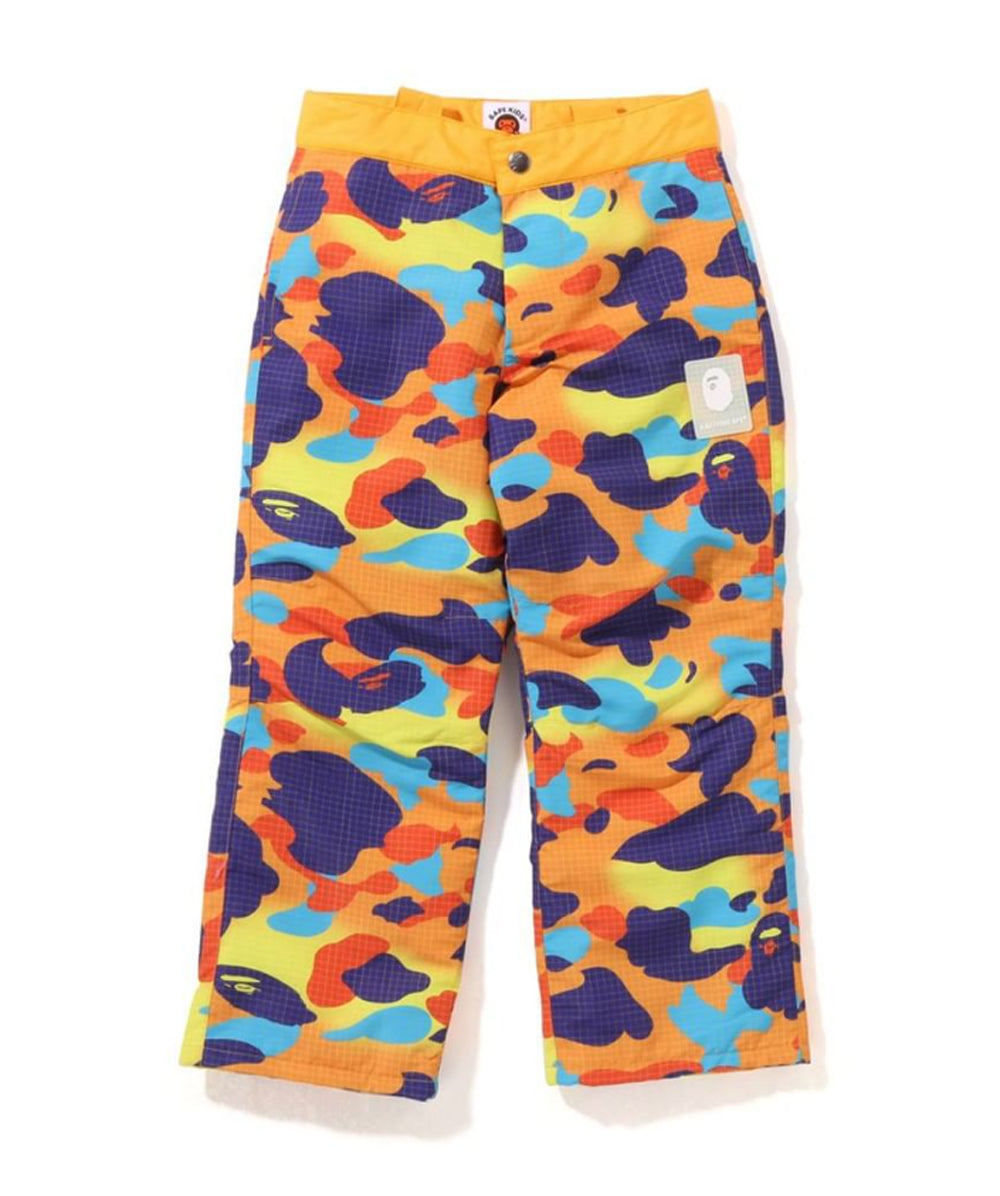 A BATHING APE BAPE KIDS GRID CAMO SUSPENDERS PANTS