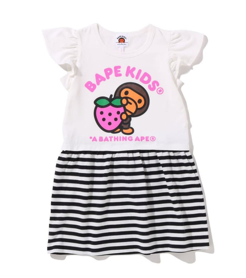 A BATHING APE BAPE KIDS HOOP STRAWBERRY MILO ONEPIECE