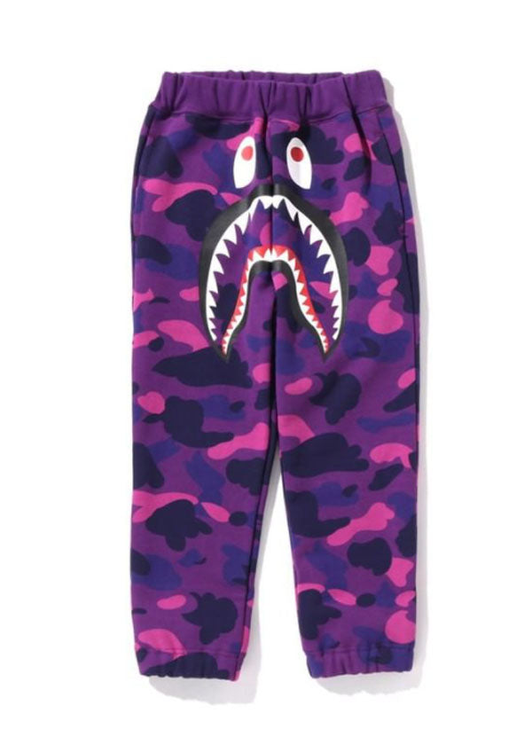 A BATHING APE BAPE KIDS COLOR CAMO SHARK SWEAT PANTS