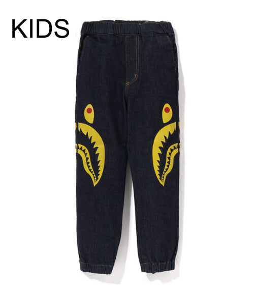 A BATHING APE BAPE KIDS SIDE SHARK JPGGER DENIM PANTS