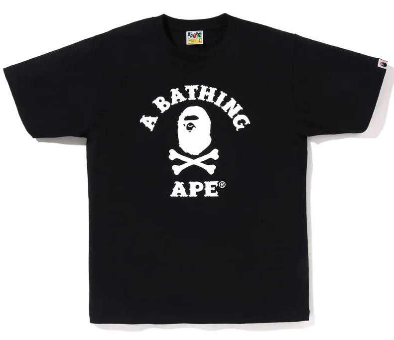 A BATHING APE APE CROSSBONE COLLEGE TEE