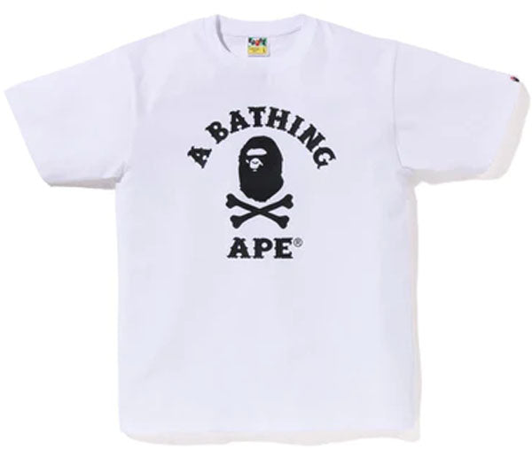 A BATHING APE APE CROSSBONE COLLEGE TEE