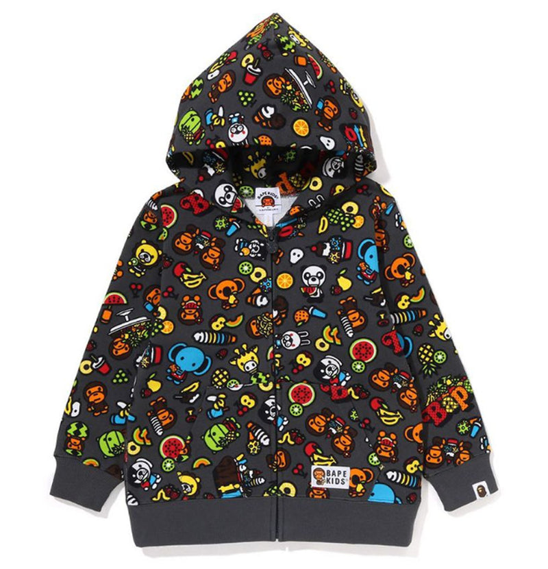 A BATHING APE BAPE KIDS BABY MILO MIXED FRUIT ZIP HOODIE