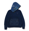 A BATHING APE SAMURAI INDIGO FULL ZIP HOODIE