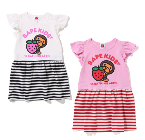A BATHING APE BAPE KIDS HOOP STRAWBERRY MILO ONEPIECE