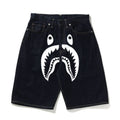 A BATHING APE SHARK DENIM SHORTS