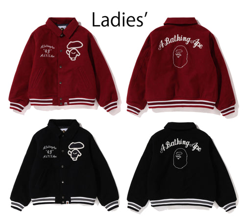 A BATHING APE Ladies' A BATHING APE MELTON VARSITY JACKET