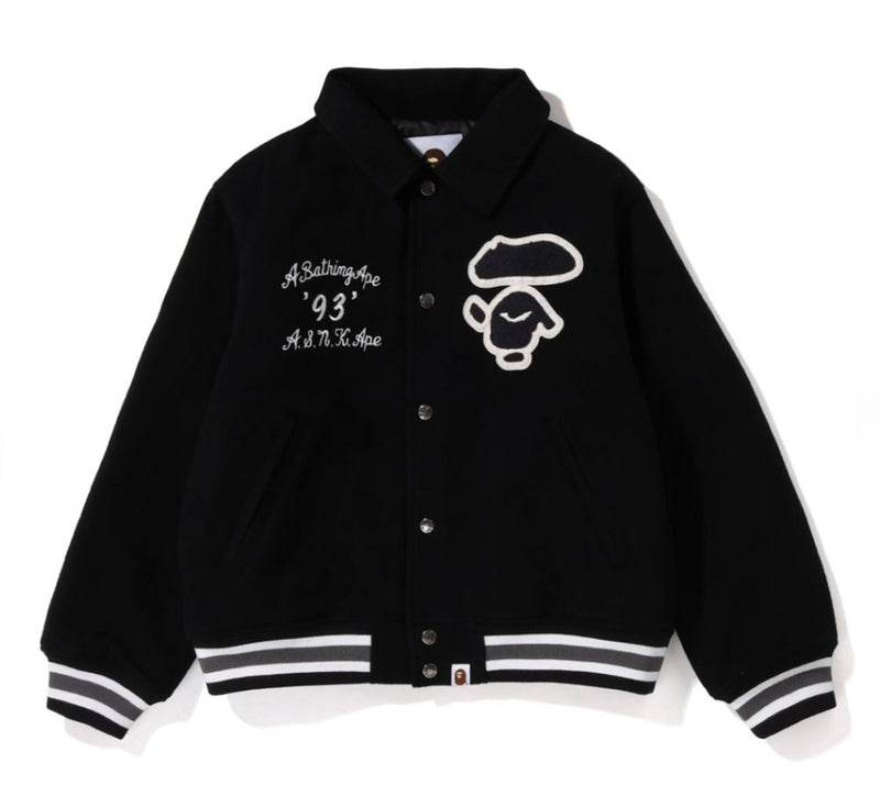 A BATHING APE Ladies' A BATHING APE MELTON VARSITY JACKET