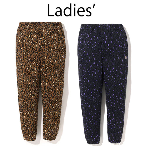 A BATHING APE Ladies' LEOPARD OVERSIZED SWEAT PANTS
