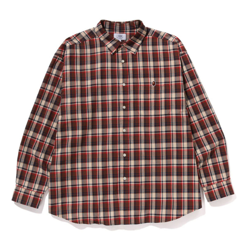 A BATHING APE MINI BAPE CHECK LOOSE FIT SHIRT