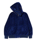 A BATHING APE BAPE LOGO MONOGRAM VELOUR SHARK FULL ZIP HOODIE