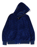 A BATHING APE BAPE LOGO MONOGRAM VELOUR SHARK FULL ZIP HOODIE