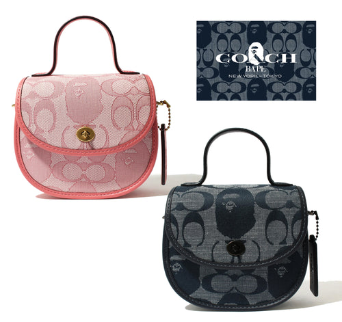 A BATHING APE LADIE'S BAPE x COACH MINI TOP HANDLE SADDLE