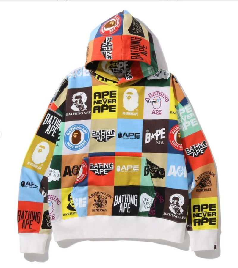 A BATHING APE BAPE CLASSIC LOGO LOOSE FIT PULLOVER HOODIE