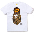 A BATHING APE Ladies' BAPE LEOPARD MILO ON APE HEAD TEE