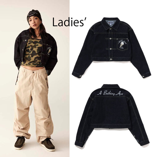 A BATHING APE Ladies' ICE CREWM CROPPED DENIM JACKET