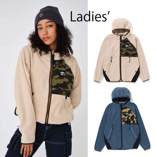 A BATHING APE Ladies' 1ST CAMO FLEECE ZIP HOODIE