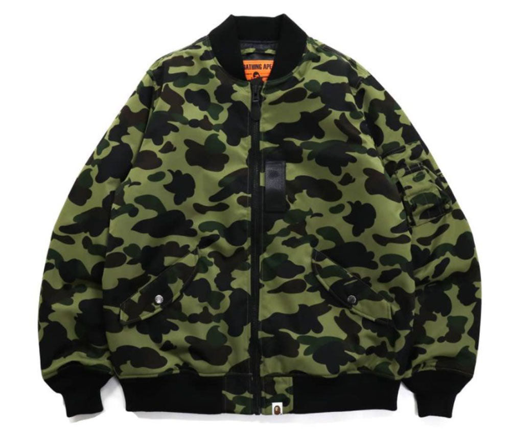 A BATHING APE 1ST CAMO NYLON TWILL MA-1 JACKET