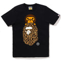 A BATHING APE Ladies' BAPE LEOPARD MILO ON APE HEAD TEE