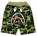 A BATHING APE BAPE KIDS BIG ABC CAMO SHARK SWEAT SHORTS
