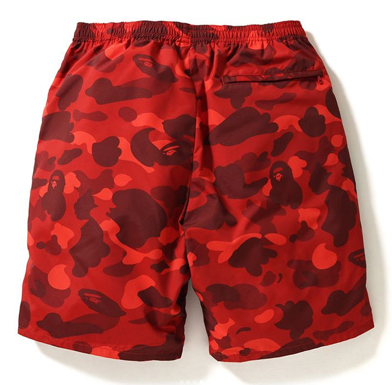 Bape red cheap camo shorts