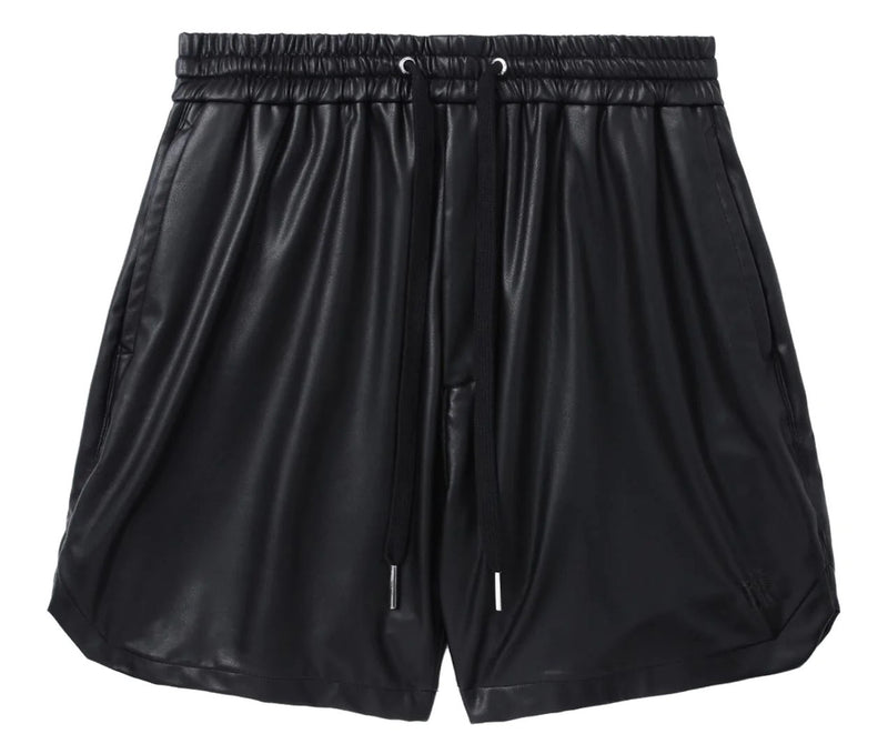 A BATHING APE - BAPE BLACK SYNTHETIC LEATHER SHORT