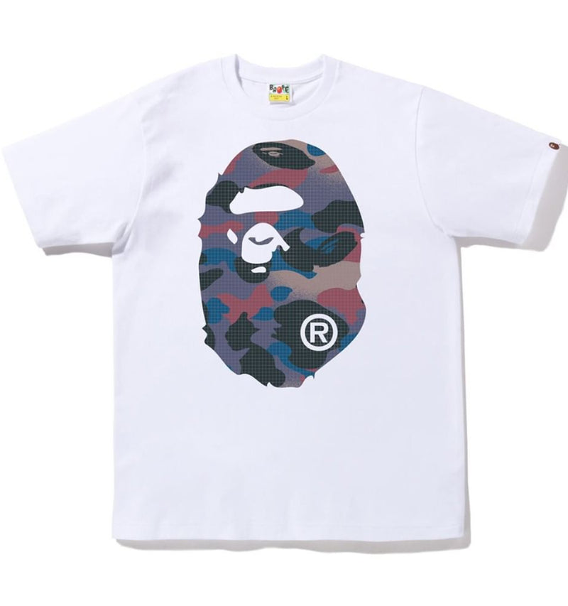 A BATHING APE GRID CAMO BIG APE HEAD TEE