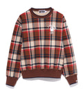 A BATHING APE Ladies' BAPE CHECK WIDE FIT CREWNECK