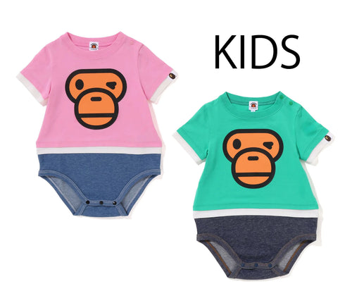 A BATHING APE BAPE KIDS BABY MILO FACE LAYERED BODYSUIT