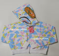 A BATHING APE Ladies' NEW MULTI CAMO CROPPED SHARK FULL ZIP HOODIE