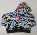 A BATHING APE Ladies' NEW MULTI CAMO CROPPED SHARK FULL ZIP HOODIE