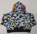 A BATHING APE Ladies' NEW MULTI CAMO CROPPED SHARK FULL ZIP HOODIE