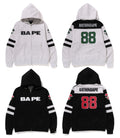 A BATHING APE FOOTBALL RELAXED FULL ZIP HOODIE