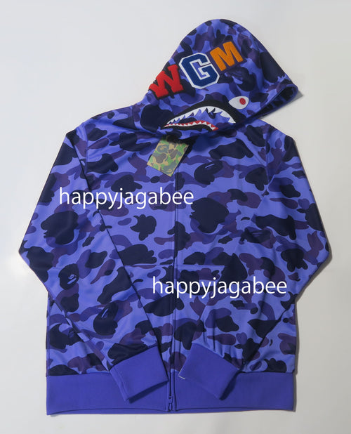 A BATHING APE 1ST CAMO JERSEY SHARK FULL ZIP HOODIE