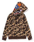 A BATHING APE Ladies' COOKIE CAMO 2 SHARK FULL ZIP HOODIE