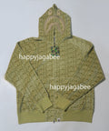 A BATHING APE BAPE LOGO MONOGRAM VELOUR SHARK FULL ZIP HOODIE