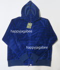 A BATHING APE BAPE LOGO MONOGRAM VELOUR SHARK FULL ZIP HOODIE