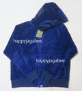 A BATHING APE BAPE LOGO MONOGRAM VELOUR SHARK FULL ZIP HOODIE