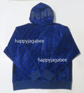 A BATHING APE BAPE LOGO MONOGRAM VELOUR SHARK FULL ZIP HOODIE