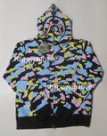 A BATHING APE MULTI CAMO SHARK FULL ZIP HOODIE