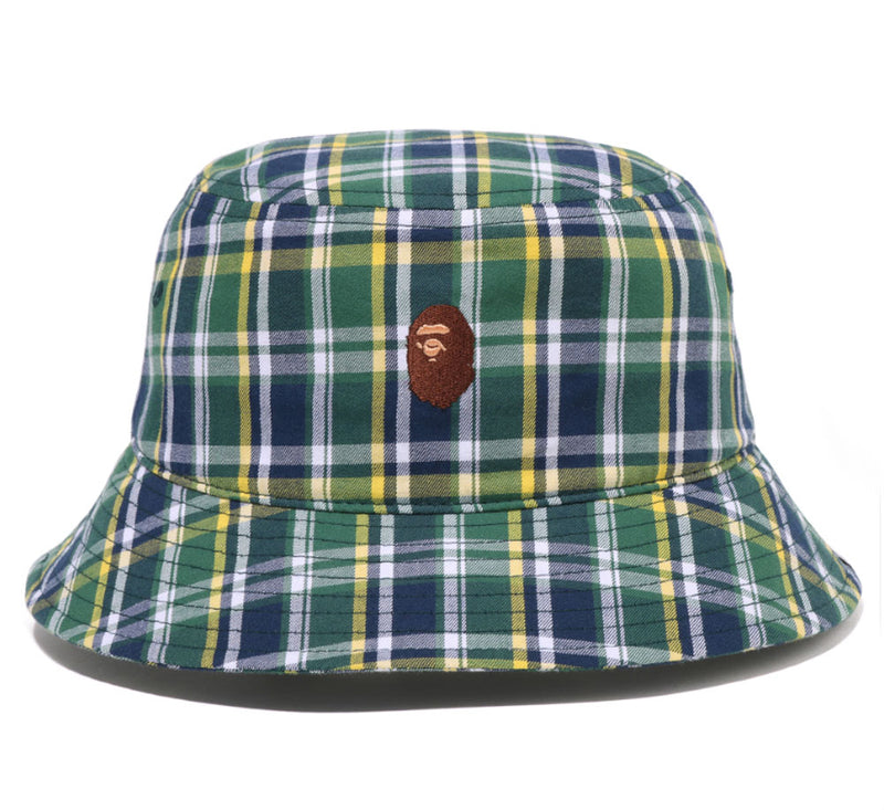 A BATHING APE NIMI BAPE CHECK BUCKET HAT