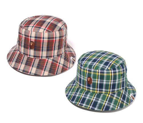 A BATHING APE NIMI BAPE CHECK BUCKET HAT