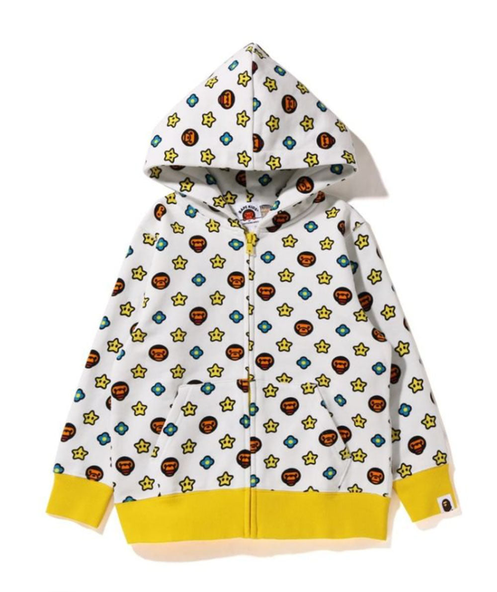 A BATHING APE BAPE KIDS BABY MILO MONOGRAM ZIP HOODIE